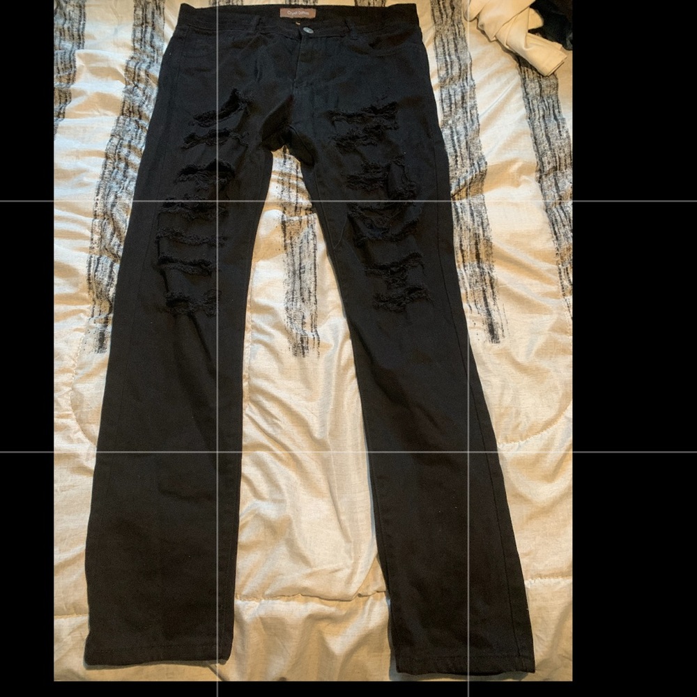 Men black ripped jeans size 36 skinny